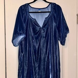 Puff-Sleeve Velvet Mini Shift Dress